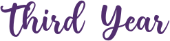 the words "third year" in purple font