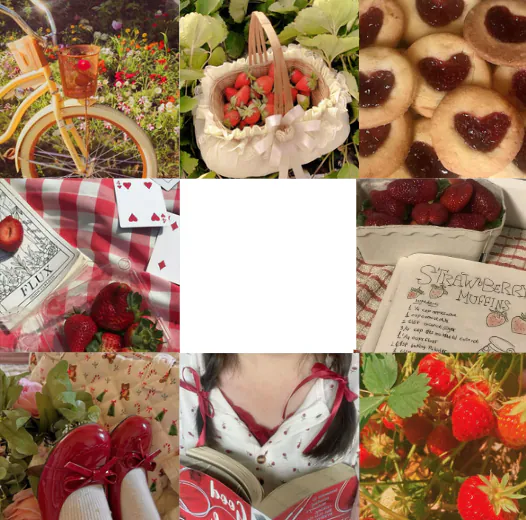 strawberry cottagecore moodboard