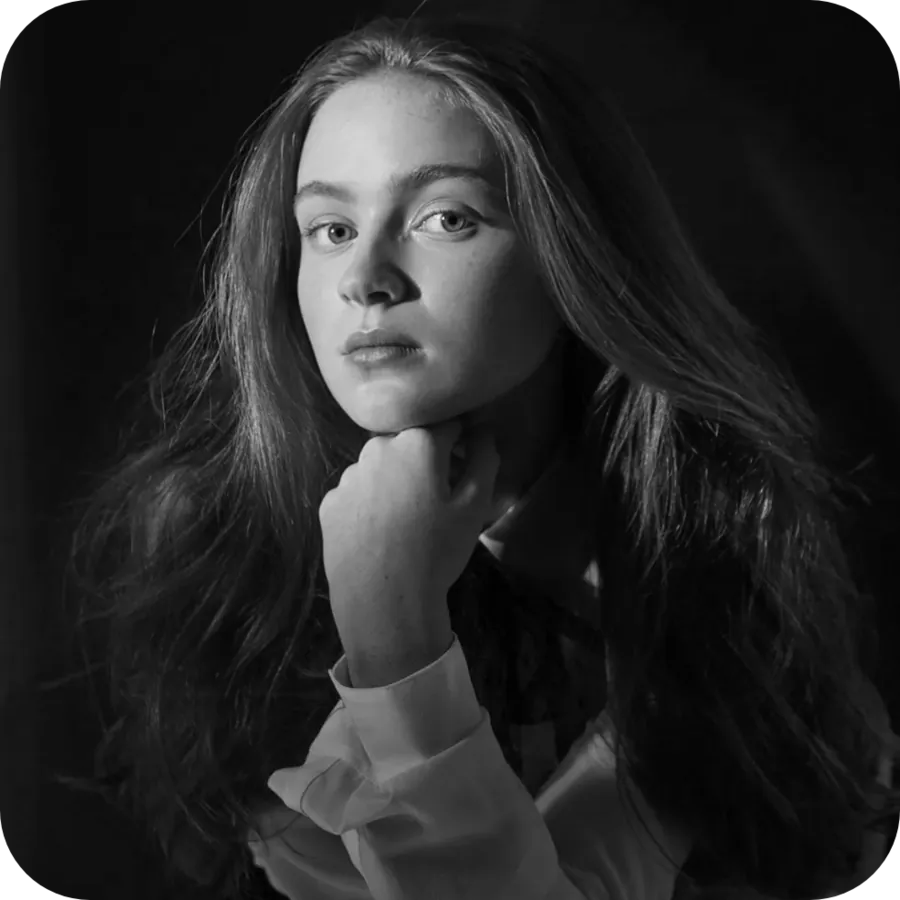 Black and white headshot of Cecilia Merrick 1.