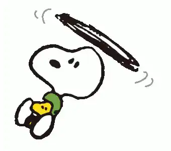 An animated gif of Snoopy flying by twirling his ears (akin to a helicopter).