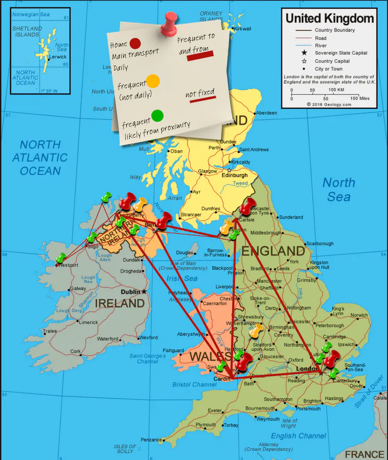 A map of Hanakos wherebouts from grad till early august