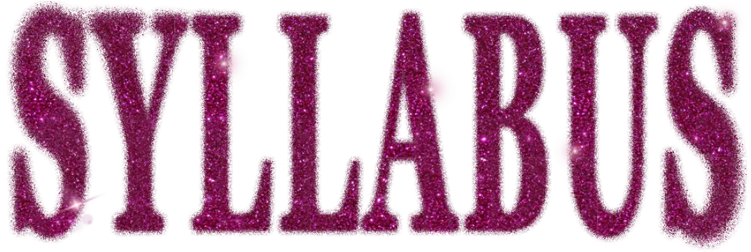 The word "Syllabus" made out deep pink, sparkling glitter.
