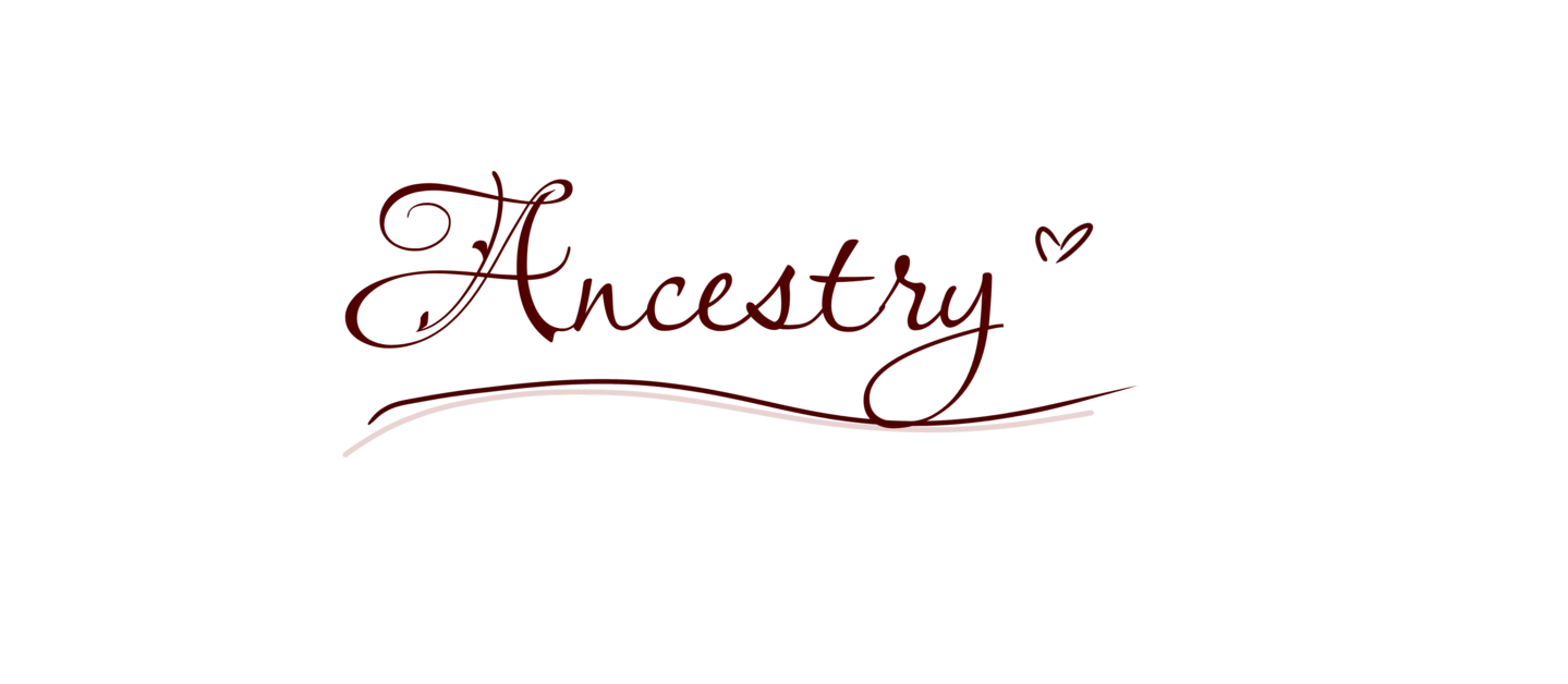 text in red curisve that says ancestry