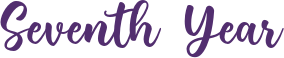 the words "seventh year" in purple font