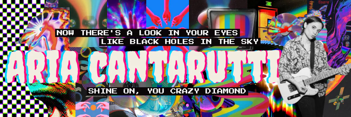banner for aria cantarutti, inspired by psychedelic space rock
