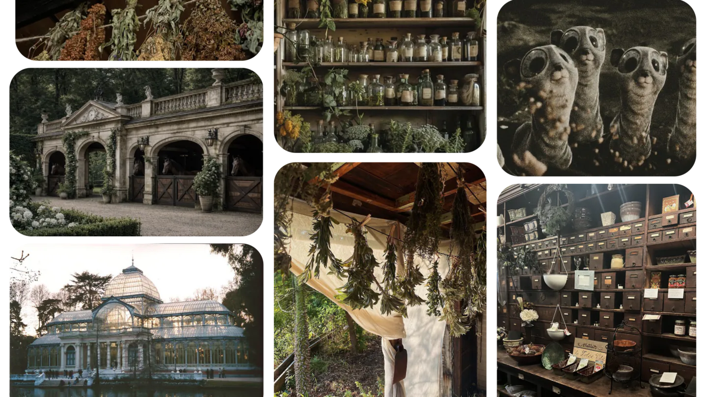 greenhouses, stables and apothecary