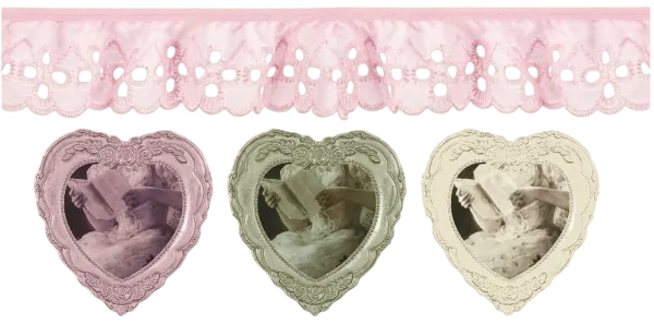 Pink lace and PinkGreen, and Yellow Paintings