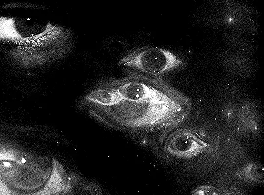 a gif consisted of greyscale creepy eyes