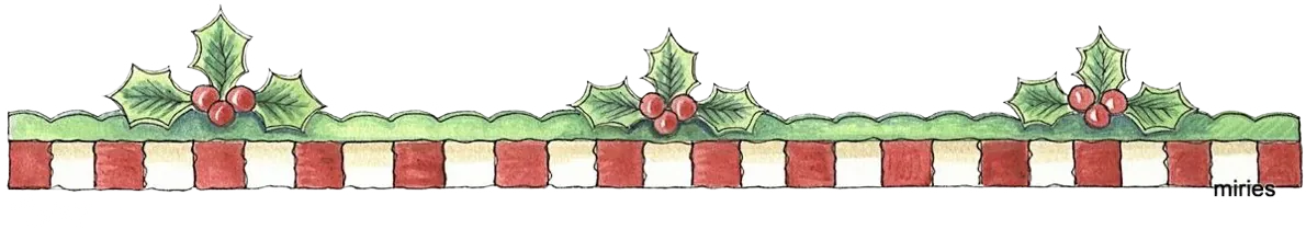 A candy cane striped holly crested border