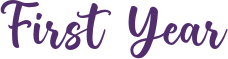 the words "first year" in purple font