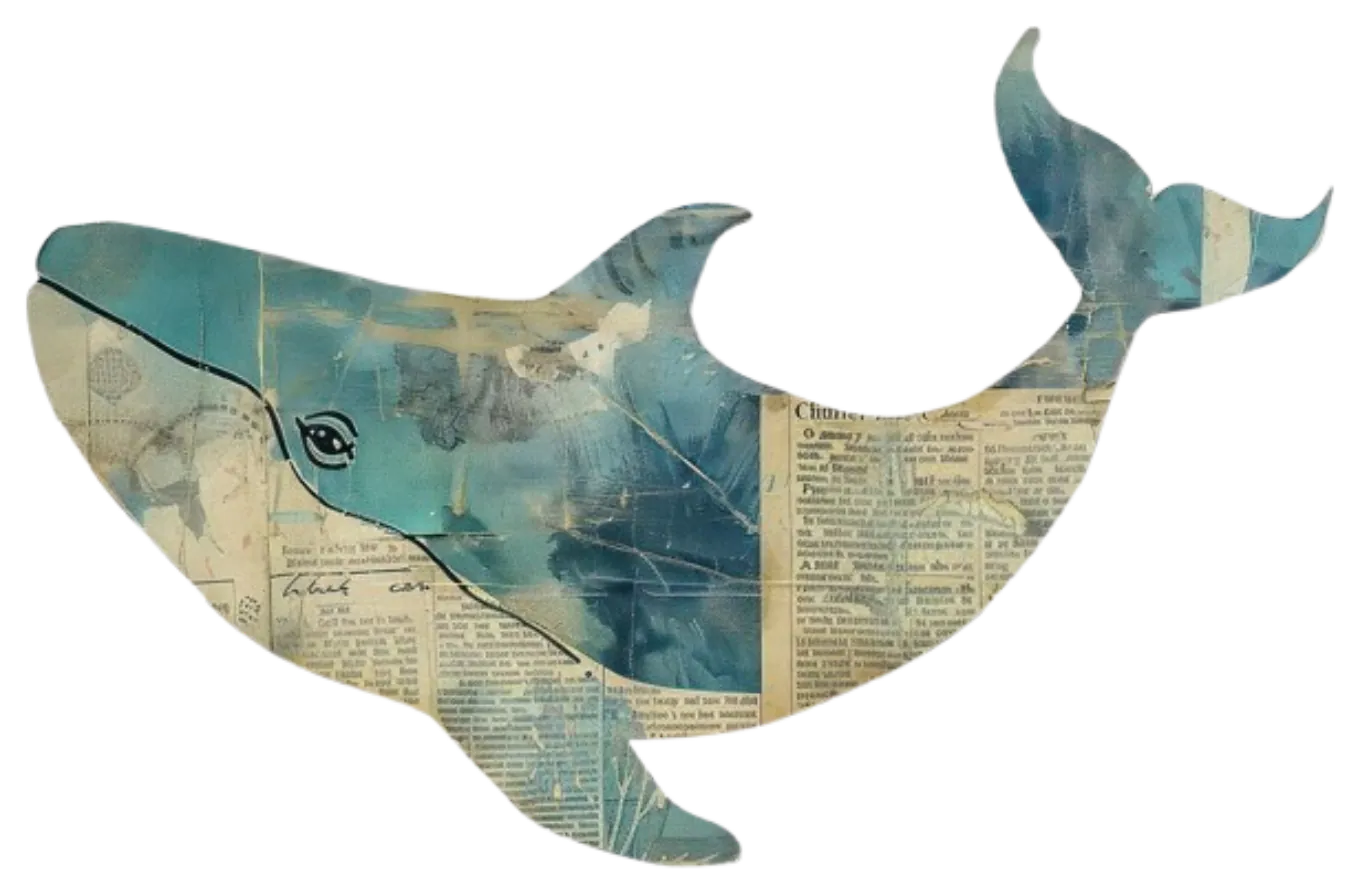 a scrap-paper made whale